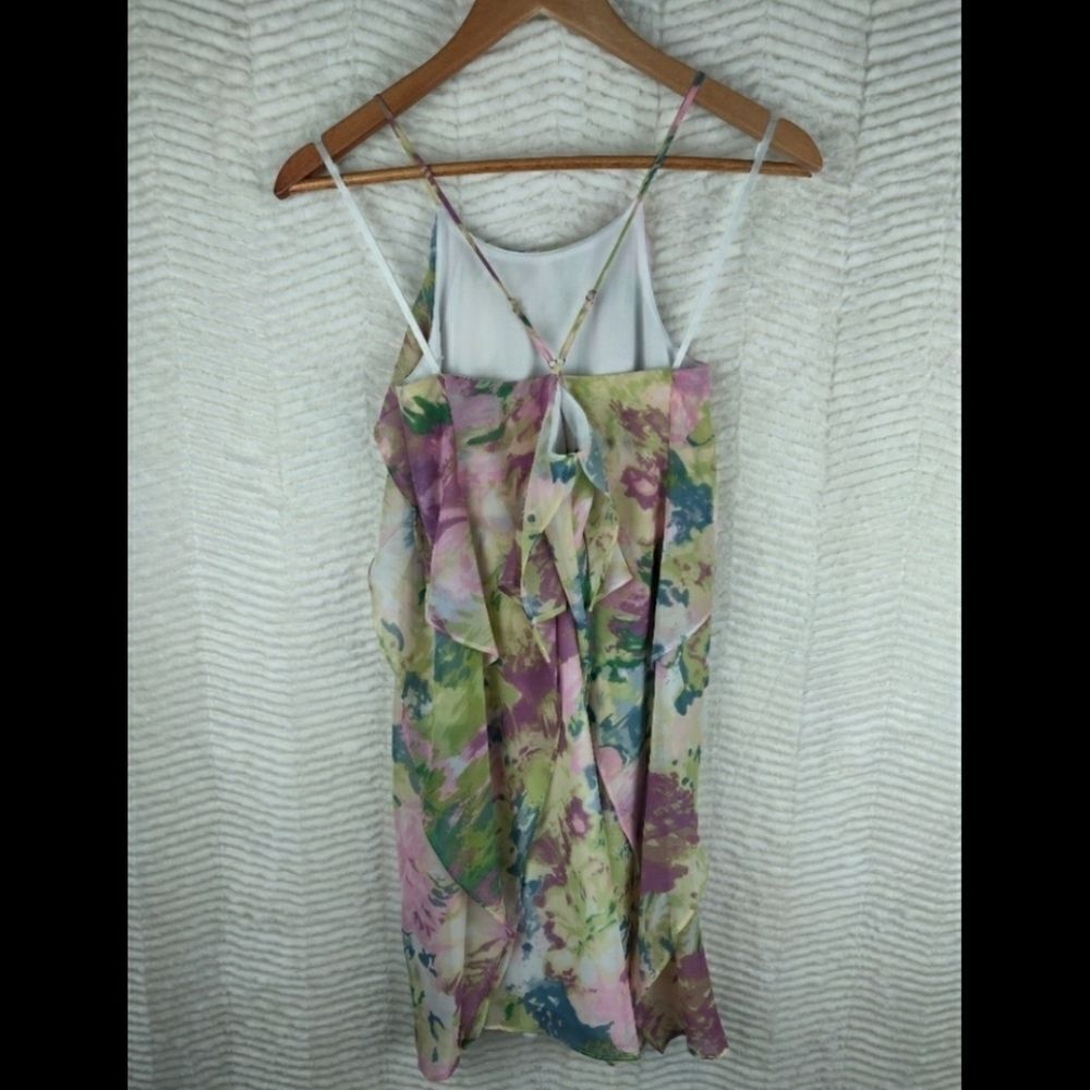 BCBGMaxAzria Floral Mini Dress Spaghetti Strap Ruffle NWT Small - Picture 6 of 6